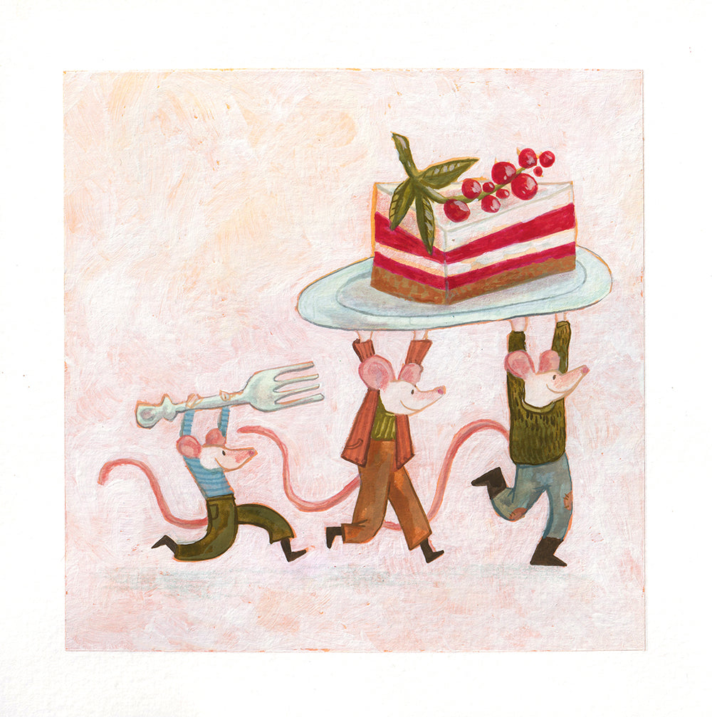 Cake Party Original Gouache Painting