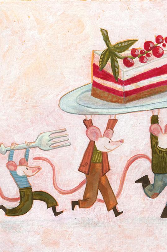 Cake Party Original Gouache Painting