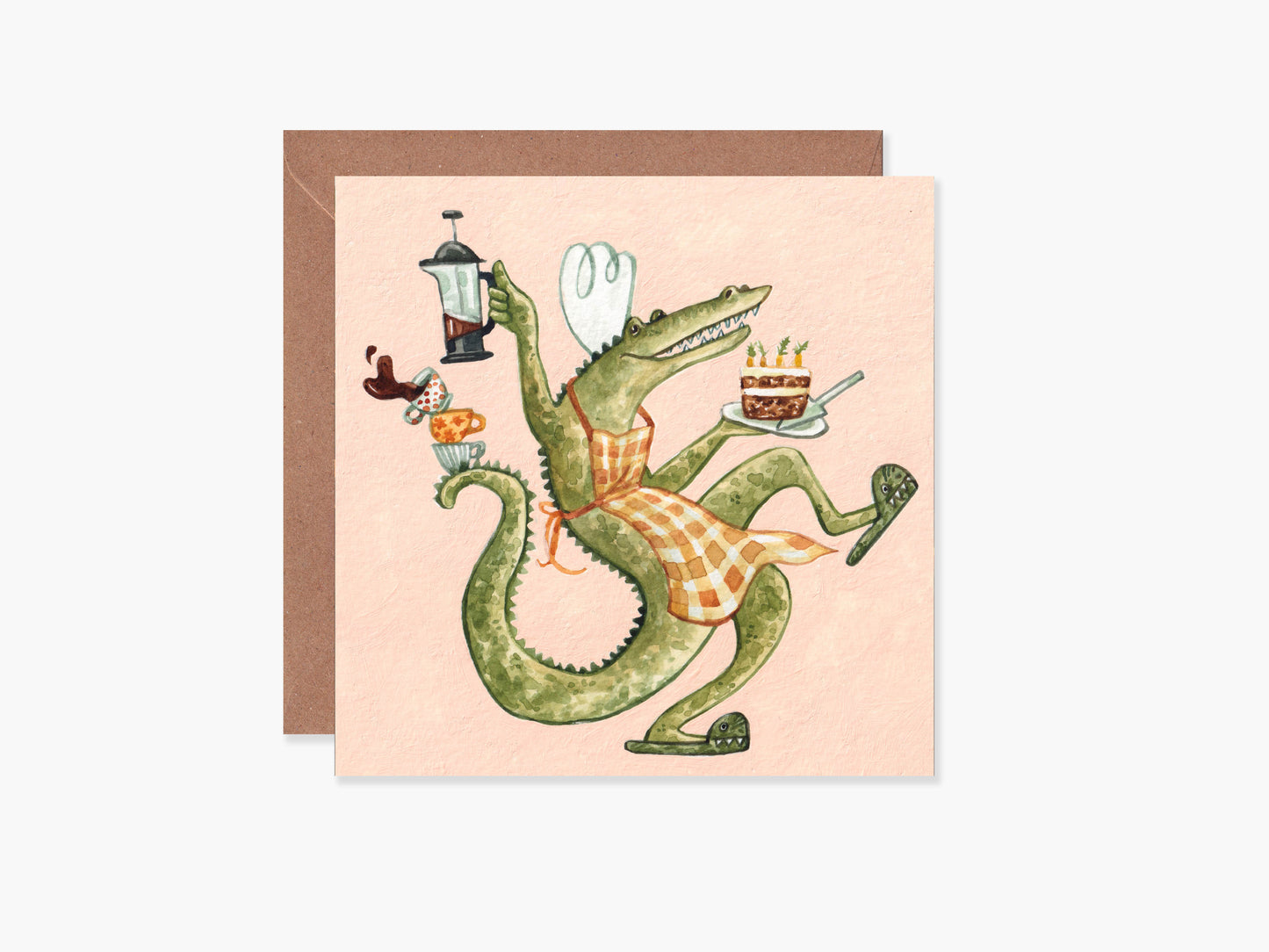 Coffee & Cake Crocodile Greeting Card