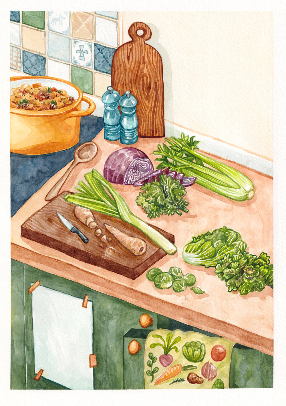February Vegetables Original Watercolour