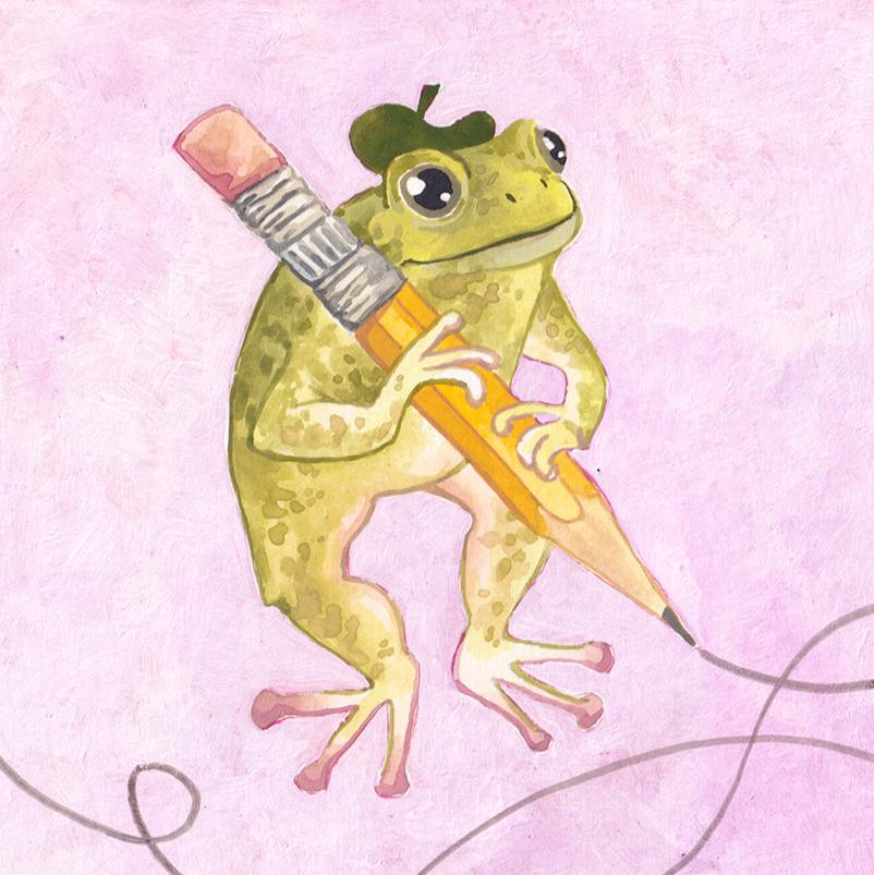 Pencil Original Gouache Painting