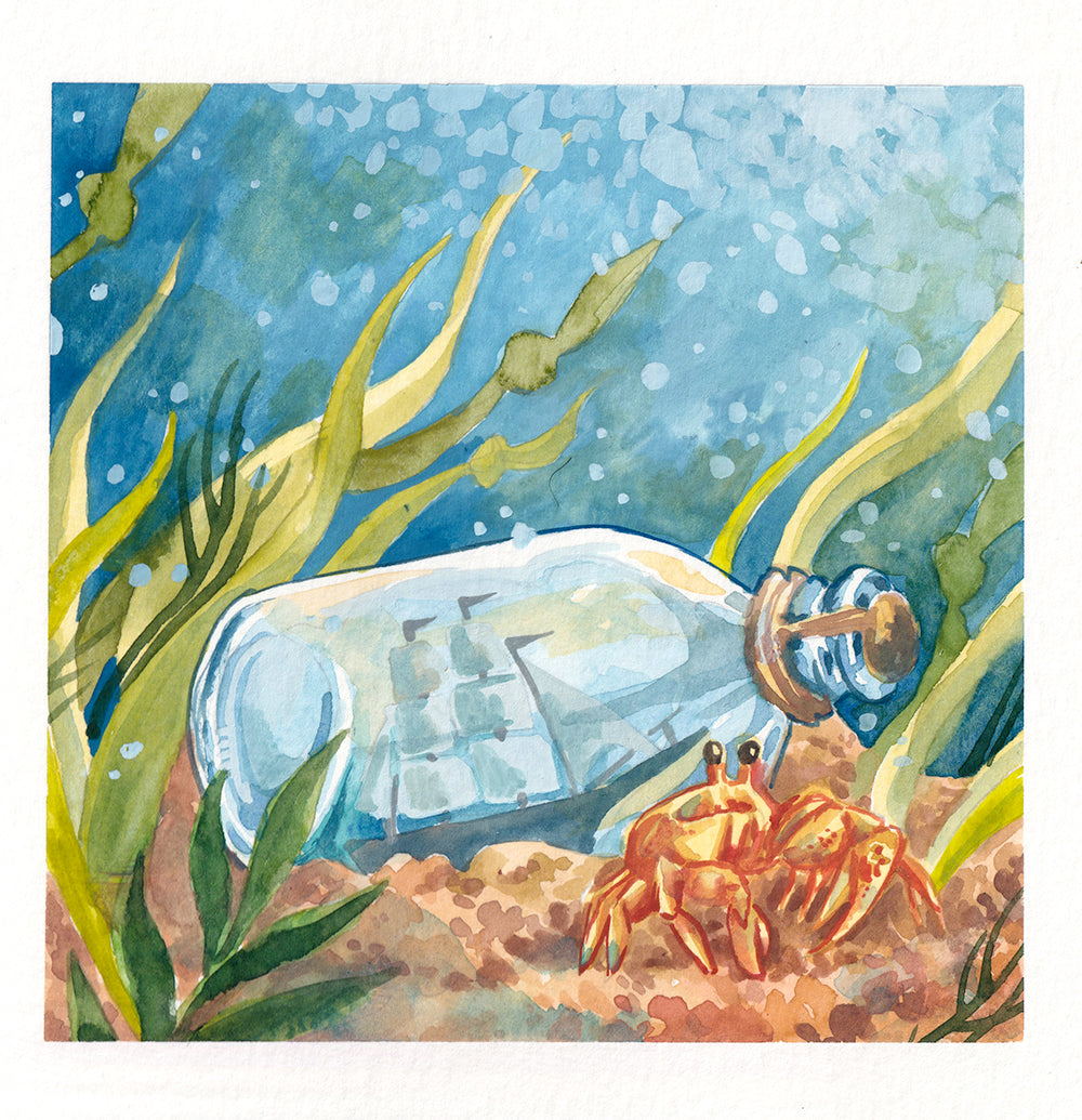 Ship Original Gouache Painting