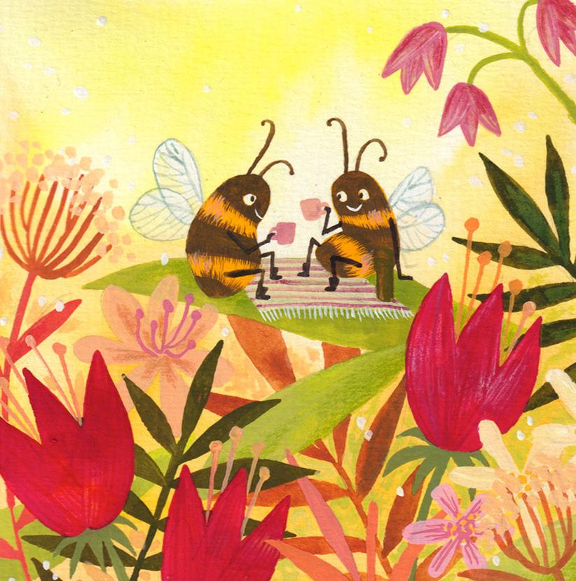 Teatime Original Gouache Painting