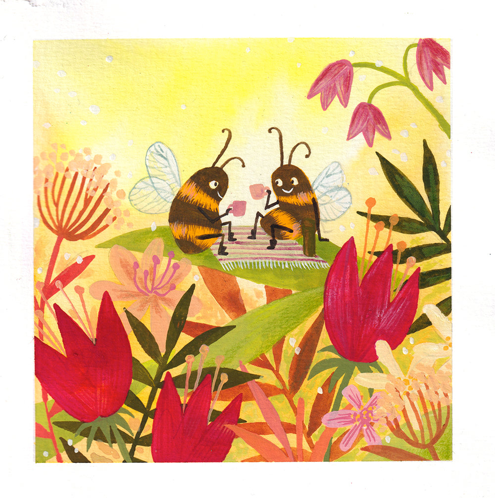 Teatime Original Gouache Painting