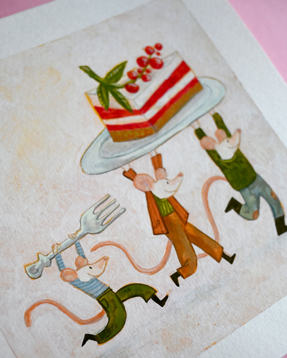 Cake Party Original Gouache Painting