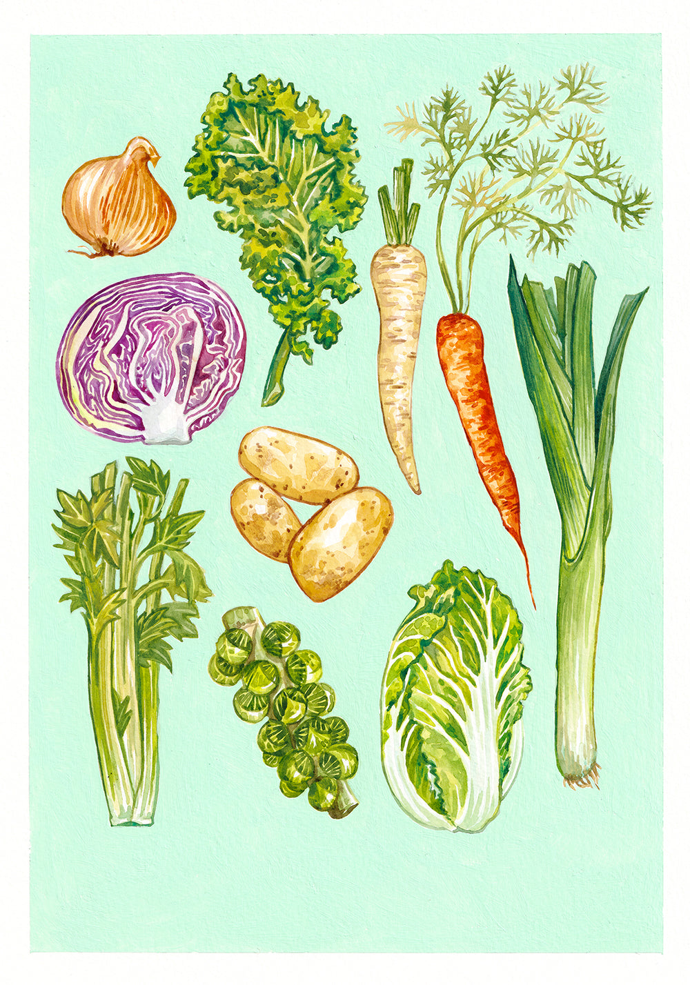 January Vegetables Original Watercolour