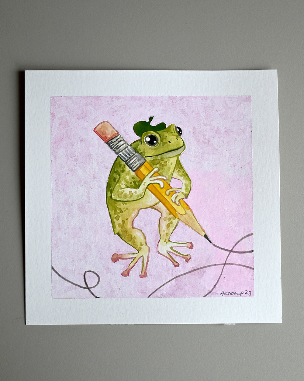 Pencil Original Gouache Painting