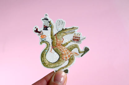 Coffee Crocodile Vinyl Sticker