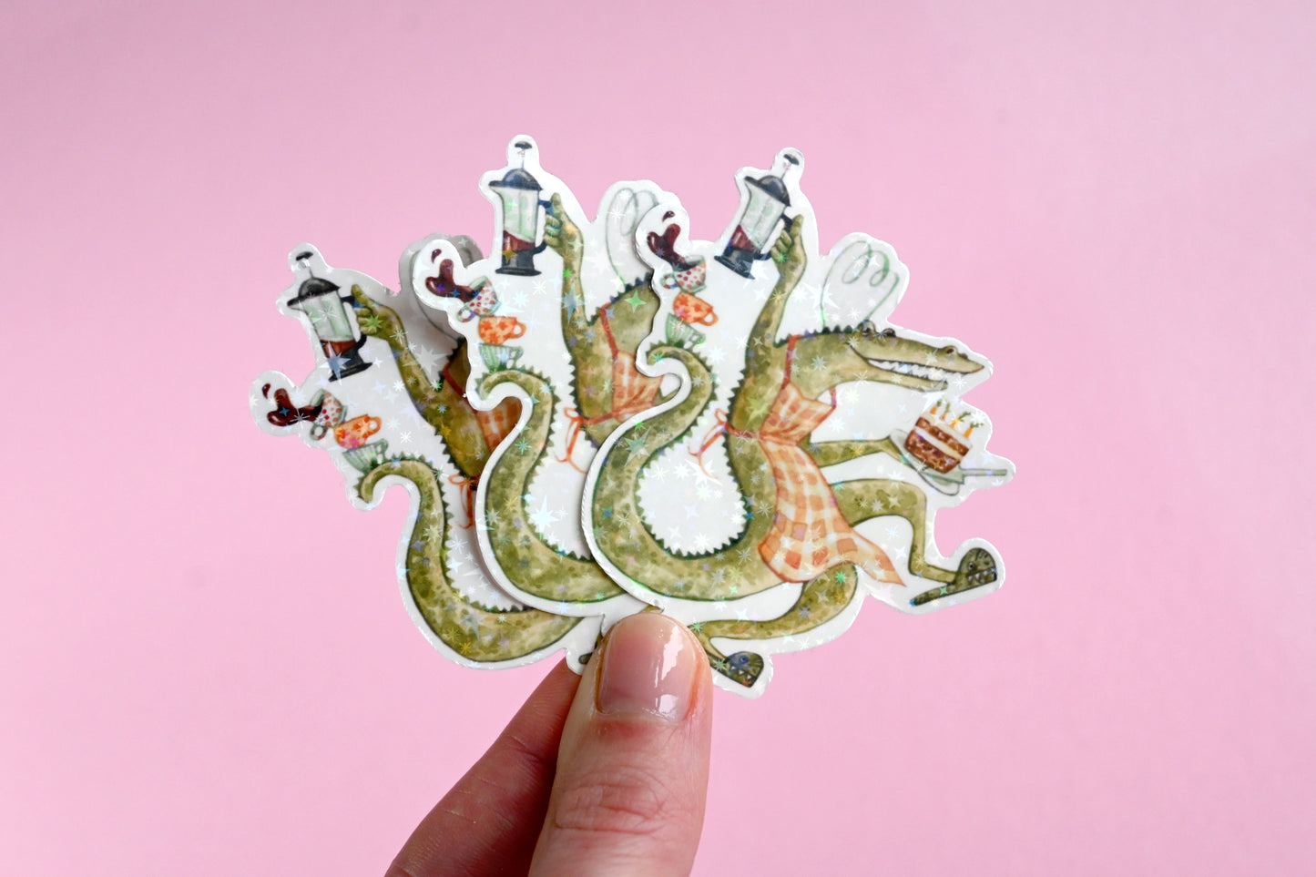 Coffee Crocodile Vinyl Sticker