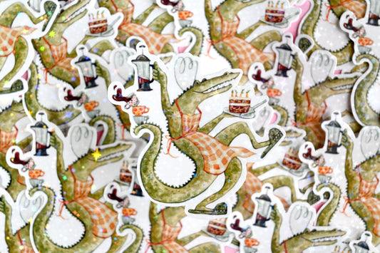 Coffee Crocodile Vinyl Sticker