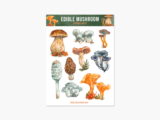 Edible Mushroom Sticker Sheet